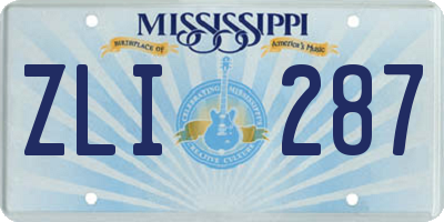MS license plate ZLI287