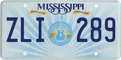 MS license plate ZLI289