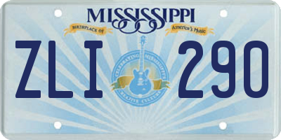 MS license plate ZLI290