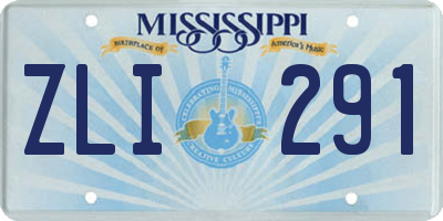MS license plate ZLI291