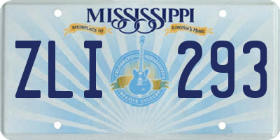 MS license plate ZLI293