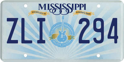 MS license plate ZLI294