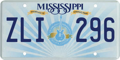 MS license plate ZLI296