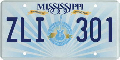 MS license plate ZLI301