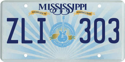 MS license plate ZLI303