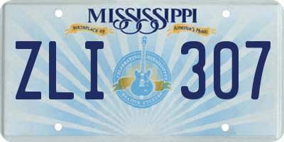 MS license plate ZLI307