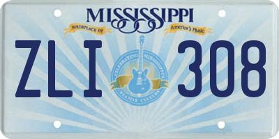 MS license plate ZLI308