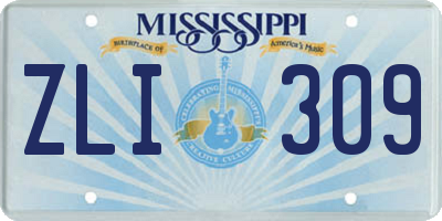 MS license plate ZLI309