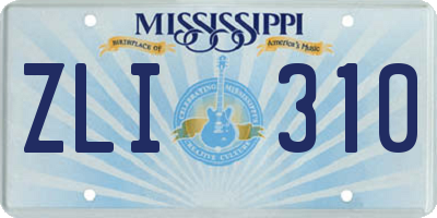 MS license plate ZLI310