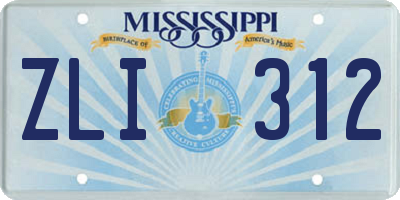 MS license plate ZLI312