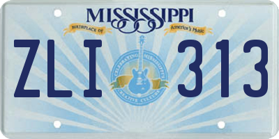MS license plate ZLI313