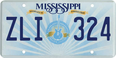 MS license plate ZLI324