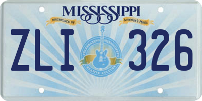 MS license plate ZLI326