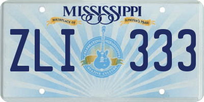 MS license plate ZLI333