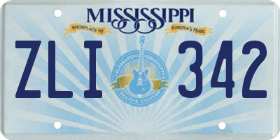 MS license plate ZLI342