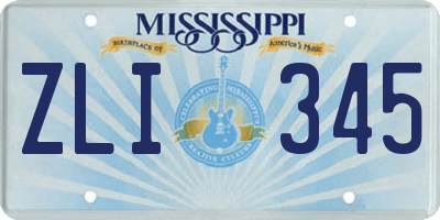 MS license plate ZLI345