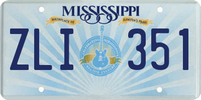 MS license plate ZLI351