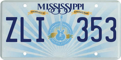 MS license plate ZLI353