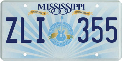 MS license plate ZLI355