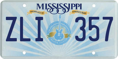 MS license plate ZLI357