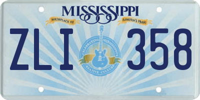 MS license plate ZLI358