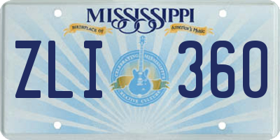 MS license plate ZLI360