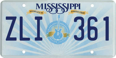 MS license plate ZLI361