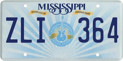 MS license plate ZLI364
