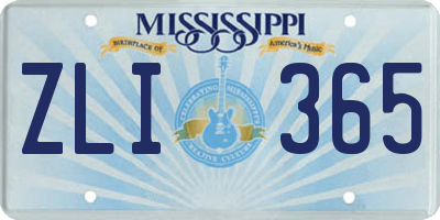 MS license plate ZLI365