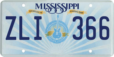 MS license plate ZLI366