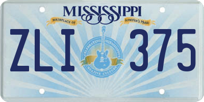 MS license plate ZLI375