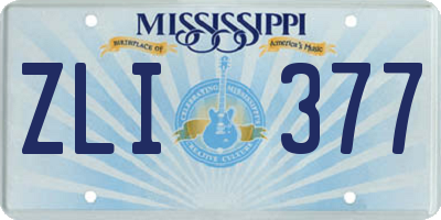MS license plate ZLI377