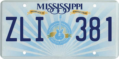 MS license plate ZLI381