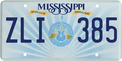 MS license plate ZLI385