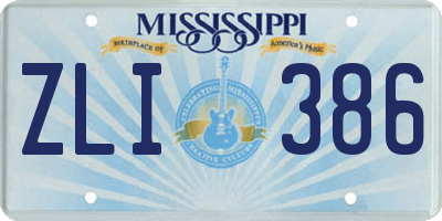 MS license plate ZLI386