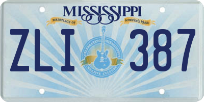 MS license plate ZLI387
