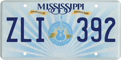 MS license plate ZLI392
