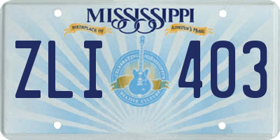 MS license plate ZLI403