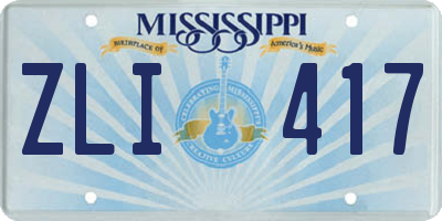 MS license plate ZLI417