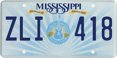 MS license plate ZLI418