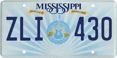 MS license plate ZLI430