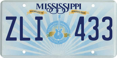 MS license plate ZLI433