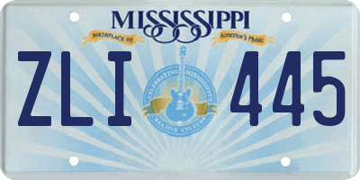 MS license plate ZLI445