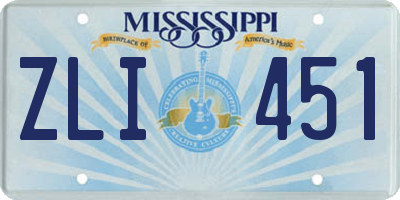 MS license plate ZLI451
