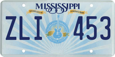 MS license plate ZLI453