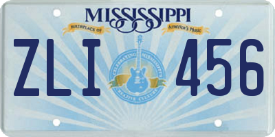 MS license plate ZLI456