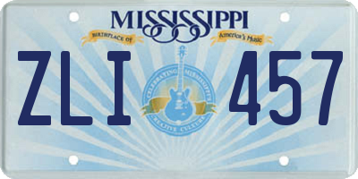 MS license plate ZLI457