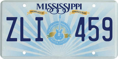 MS license plate ZLI459
