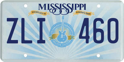 MS license plate ZLI460