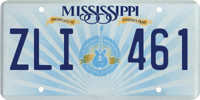 MS license plate ZLI461